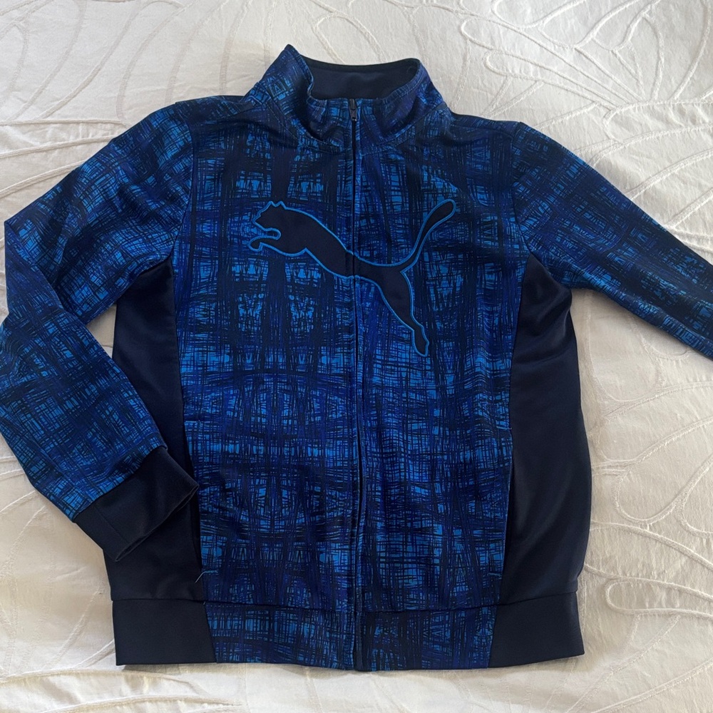 Puma Navy and Bright Blue Graphic Zip Track Jacket